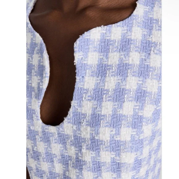 NWT Amanda Uprichard Puzzle Mini Dress in Light Blue Tweed Boucle size large